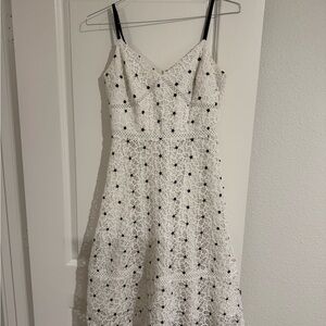 ANTONIO MELANI White and Black Lace Midi Dress